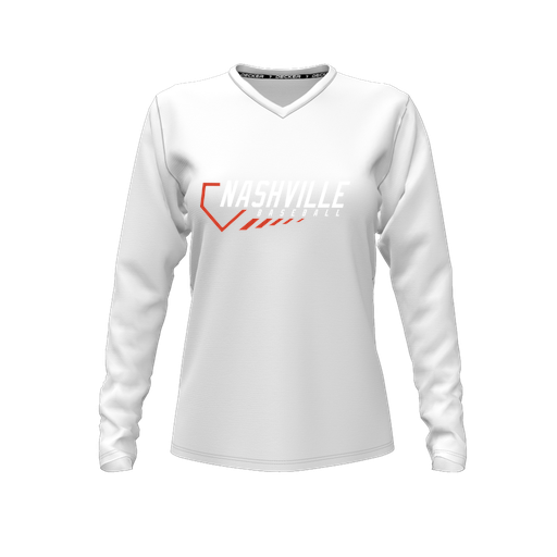[FTLVCFWH-FYXS-LOGO2] Decker Comfort T-Shirt (Female Youth XS, White, V Neck, Logo 2, Long Sleeve)