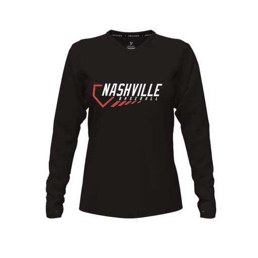 [FTLVCFBK-FYXS-LOGO2] Decker Comfort T-Shirt (Female Youth XS, Black, V Neck, Logo 2, Long Sleeve)