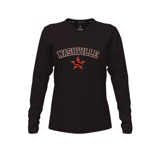 [FTLVCFBK-FYXS-LOGO3] Decker Comfort T-Shirt (Female Youth XS, Black, V Neck, Logo 3, Long Sleeve)