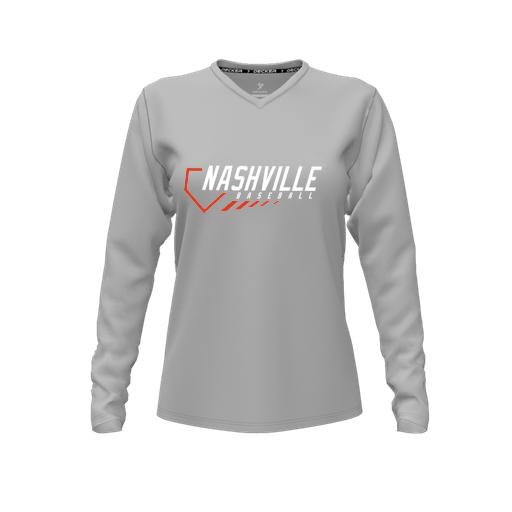 [CUS-DFW-TEES-CMF-VNK-LSL-GRY-FYXS-LOGO2] Decker Comfort T-Shirt (Female Youth XS, Gray, V Neck, Logo 2, Long Sleeve)